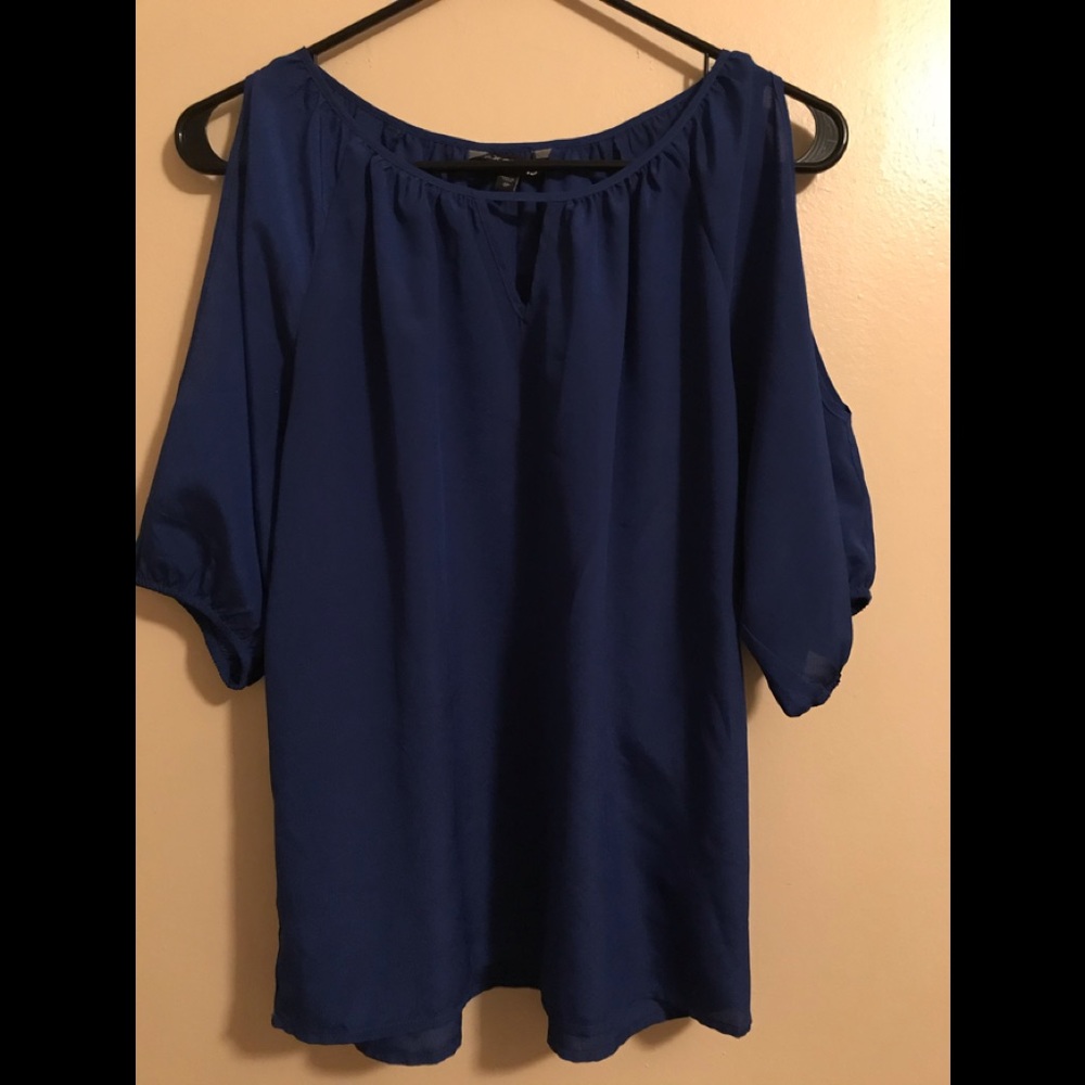 Express Royal Blue Cold Shoulder Top - Picture 1 of 6